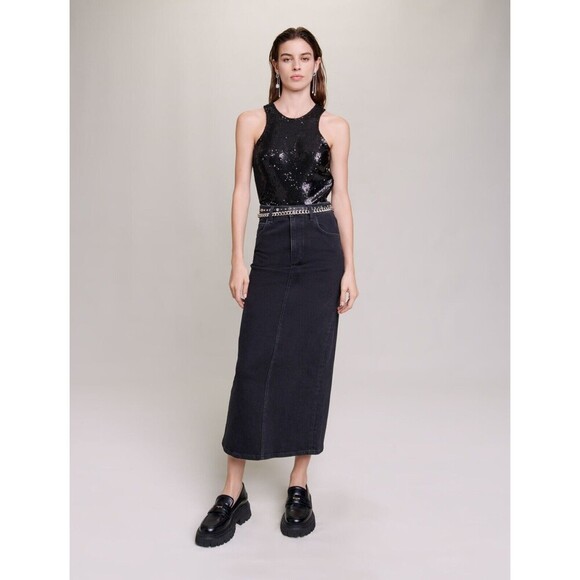 $235 Maje Noir Rhinestone Top Size 2/Medium NWT - Picture 1 of 6
